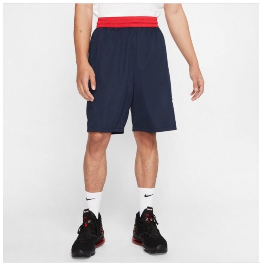 NWT Nike Men's Big Side Swoosh Dri-FIT HBR Basketball Shorts Navy Pockets